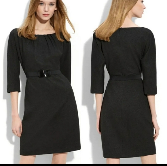 Trina Turk LA Romano Dress Gray Belted Ruched Barbiecore Classic Dark Gray - Picture 10 of 11